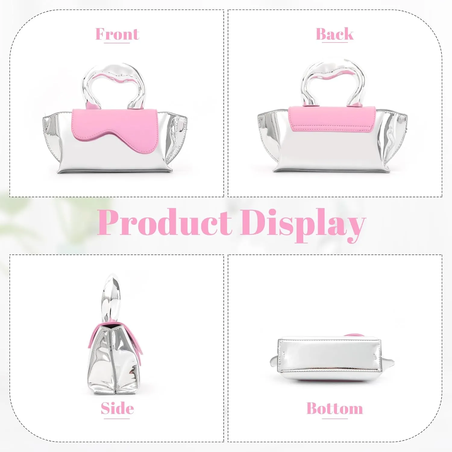 Fecialy Women Unique Silver Crossbody Bags Y2K Evening Bag Tote Handbag Satchel Bag Small Cute Shoulder Bags Hobo Purse