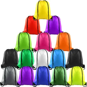 FEPITO 16 Pack Drawstring Bags String Bulk Sack Cinch Bag Sport Bags for Gym Traveling