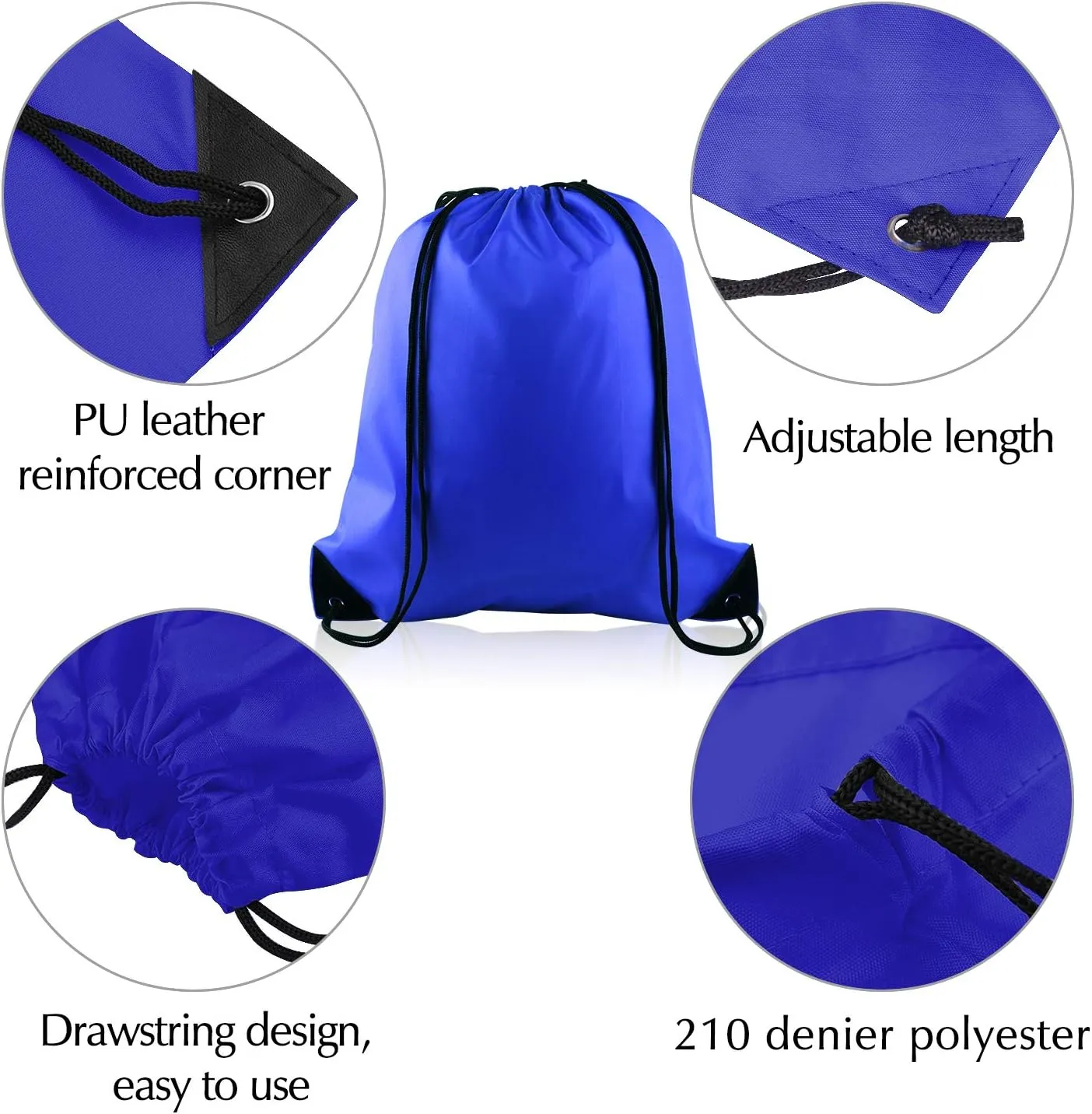 FEPITO 16 Pack Drawstring Bags String Bulk Sack Cinch Bag Sport Bags for Gym Traveling