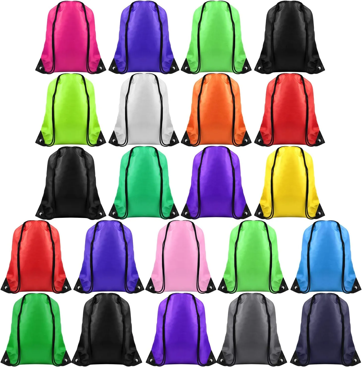 FEPITO 22 Pack Drawstring Bags String Backpack Bulk Sack Cinch Bag Sport Bags for School Gym Traveling