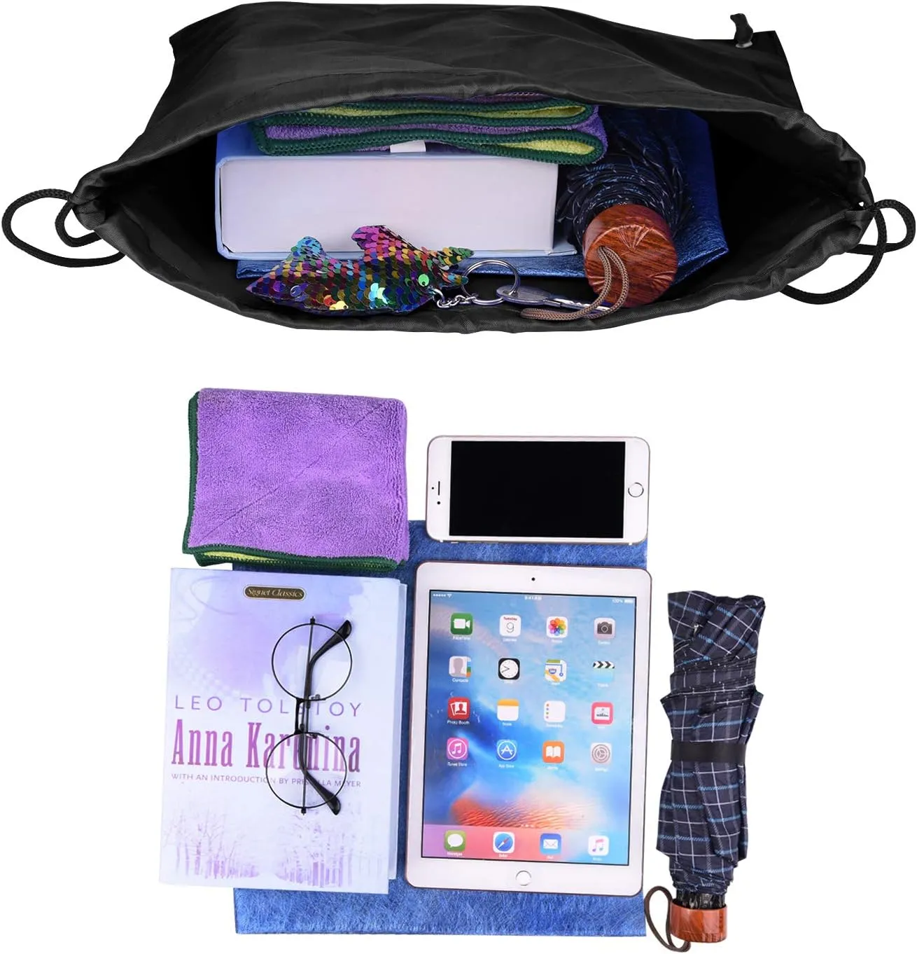 FEPITO 22 Pack Drawstring Bags String Backpack Bulk Sack Cinch Bag Sport Bags for School Gym Traveling