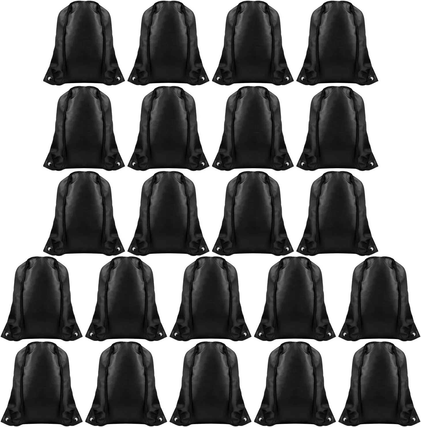FEPITO 22 Pack Drawstring Bags String Backpack Bulk School Backpack Bag Sack Cinch Bag Sport Bags for Gym Traveling (Black)