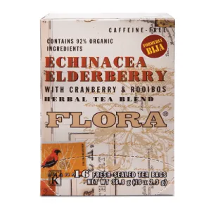 Flora Echinacea Elderberry with Cranberry & Rooibos Herbal Tea Caffeine Free 16 Tea Bags