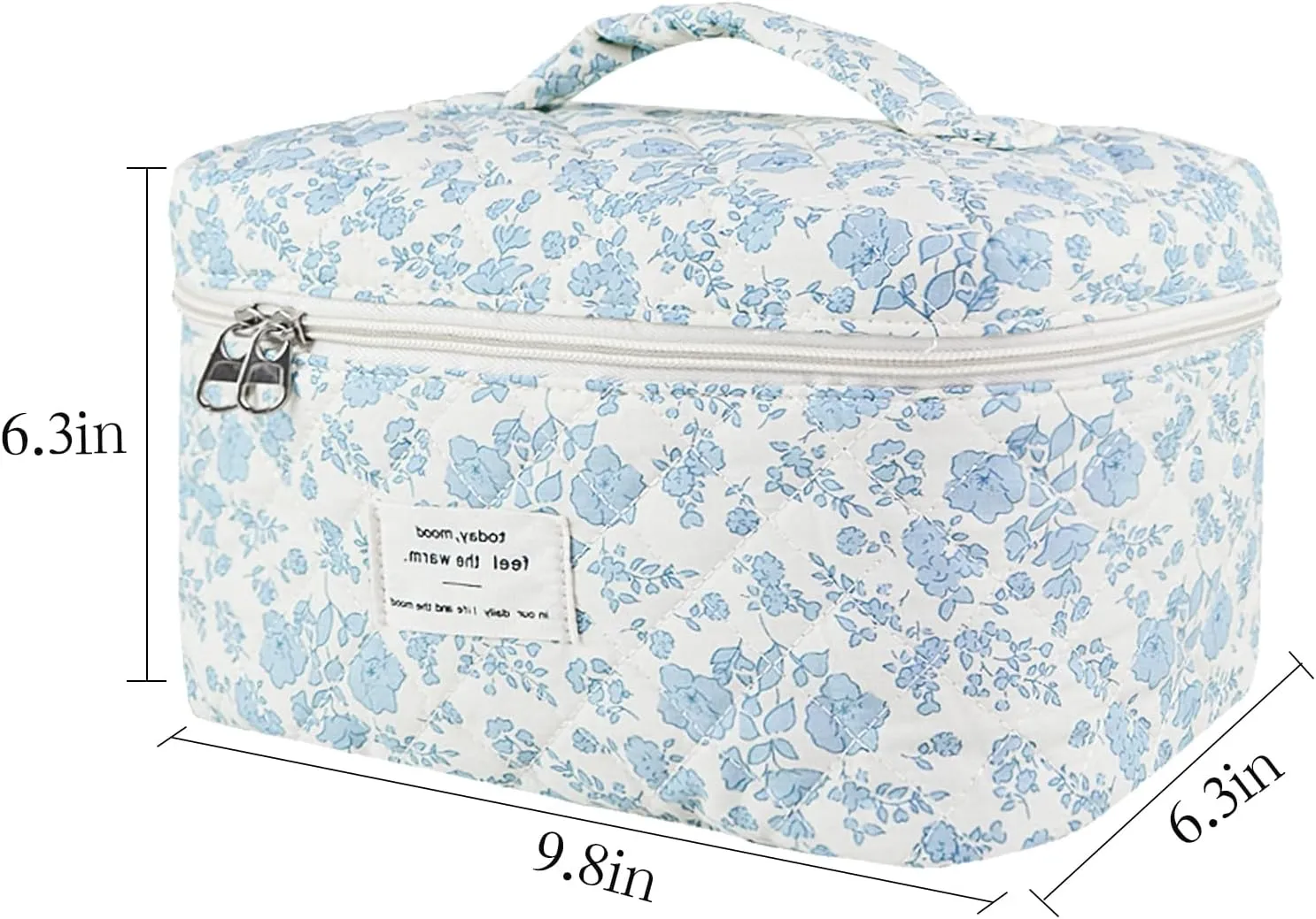 Floral Quilted Cosmetic Bag, Large Travel Aesthetic Makeup Bag, Cute Coquette Toiletry Bag for Women Girls