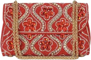 Flower Evening Handbags Elegant Square Shoulder Bag with Chain Crystals Rhinestone Clutch Purse Trendy Glitter Crossbody Bags