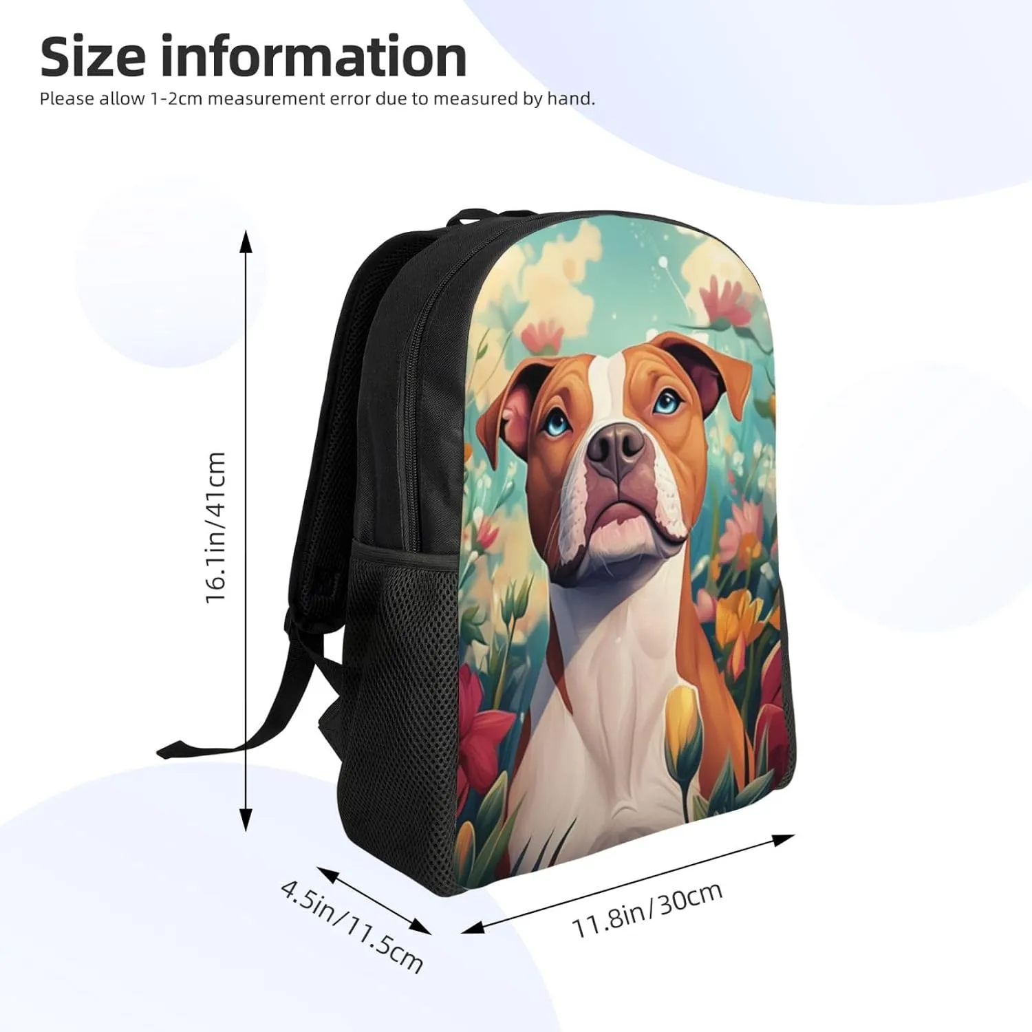 Flowers And Dogs Backpack Waterproof Anti Theft Durable Light Laptop Bag Backpacks For Women Men Travel Gym Backpack