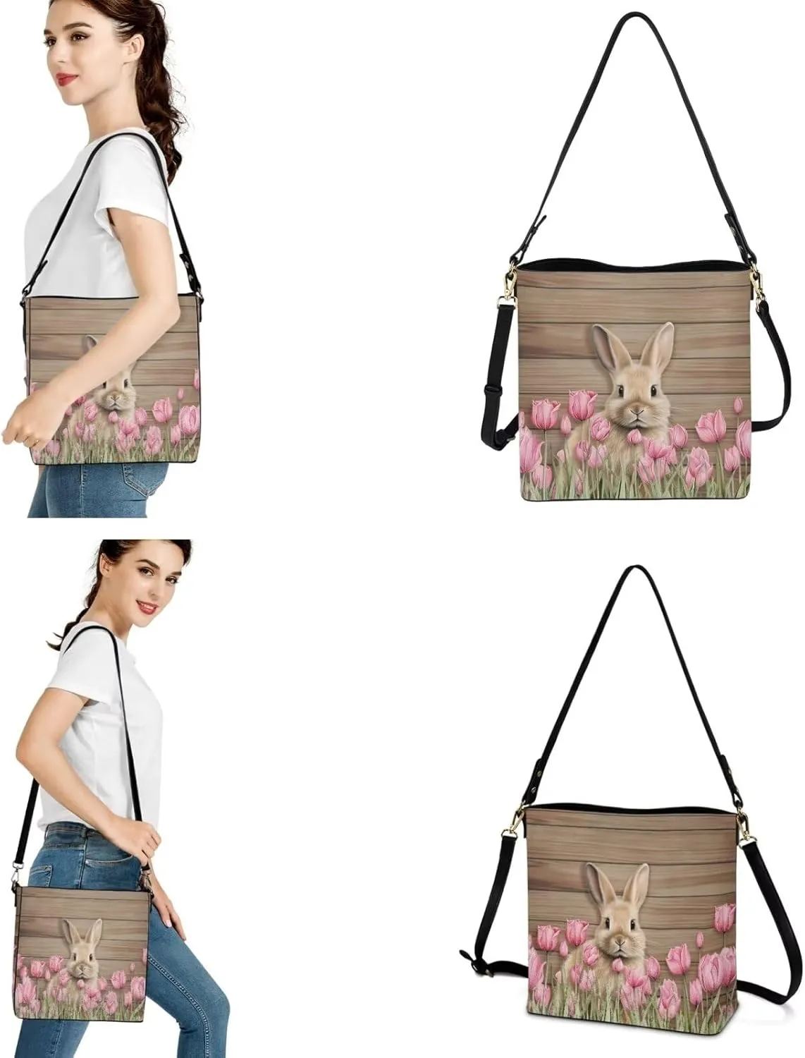 FOR U DESIGNS Easter's Day Bucket Bag Purses and Handbags Sets for Women Trendy Travel Shoulder Satchel Bag for Work