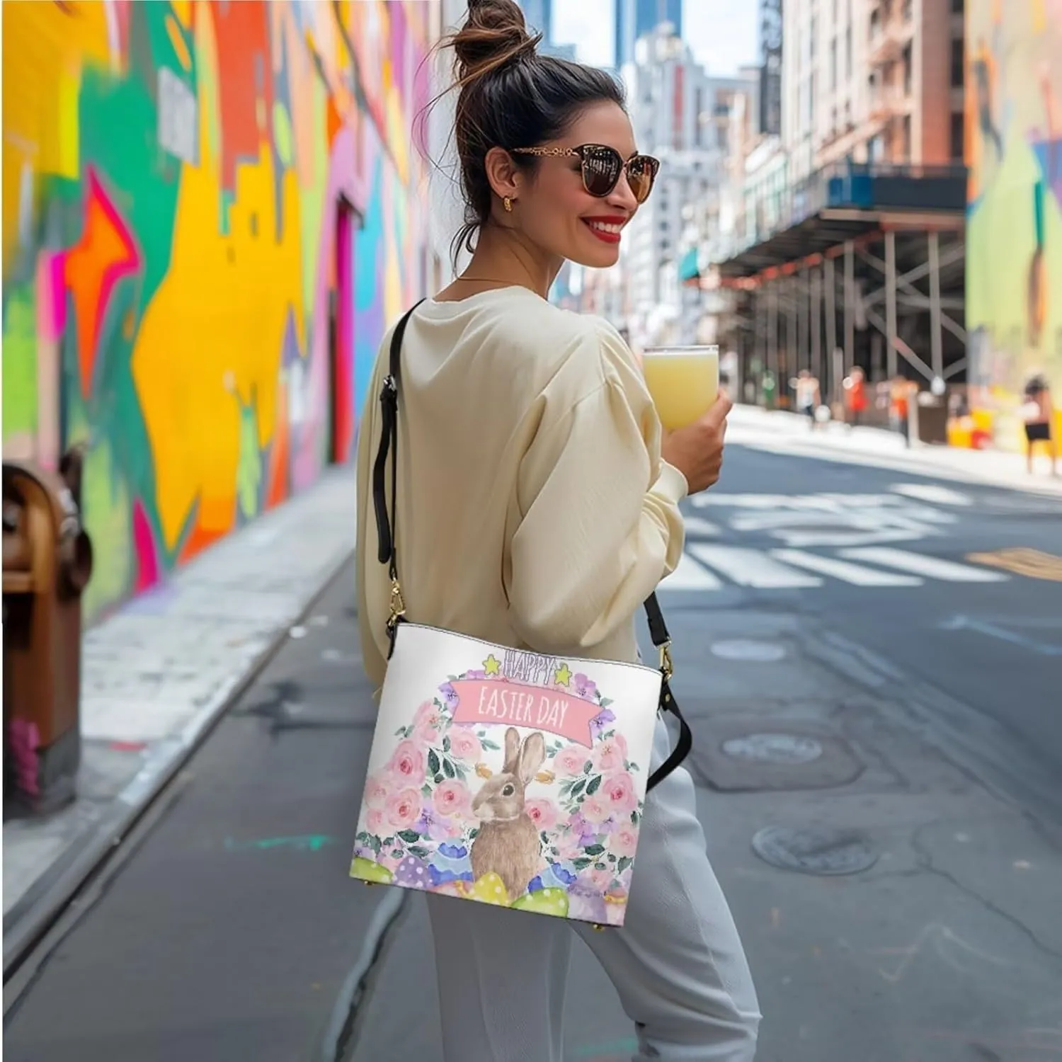 FOR U DESIGNS Easter's Day Bucket Bag Purses and Handbags Sets for Women Trendy Travel Shoulder Satchel Bag for Work
