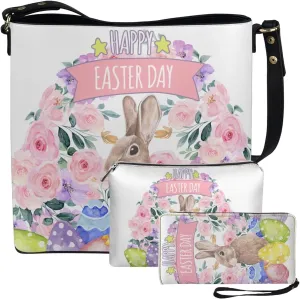 FOR U DESIGNS Easter's Day Bucket Bag Purses and Handbags Sets for Women Trendy Travel Shoulder Satchel Bag for Work