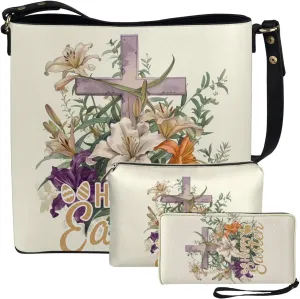 FOR U DESIGNS Easter's Day Bucket Bag Purses and Handbags Sets for Women Trendy Travel Shoulder Satchel Bag for Work