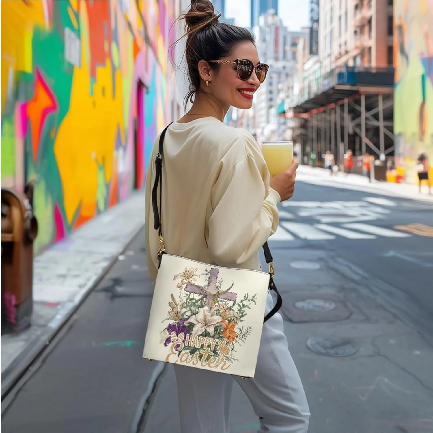 FOR U DESIGNS Easter's Day Bucket Bag Purses and Handbags Sets for Women Trendy Travel Shoulder Satchel Bag for Work