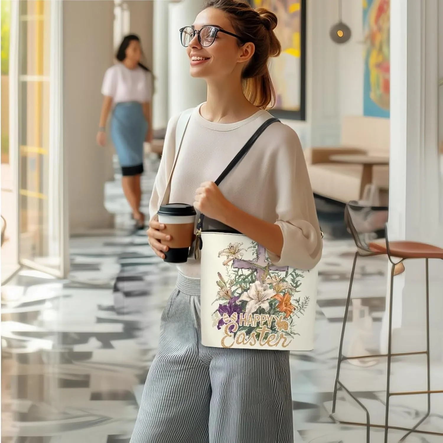 FOR U DESIGNS Easter's Day Bucket Bag Purses and Handbags Sets for Women Trendy Travel Shoulder Satchel Bag for Work