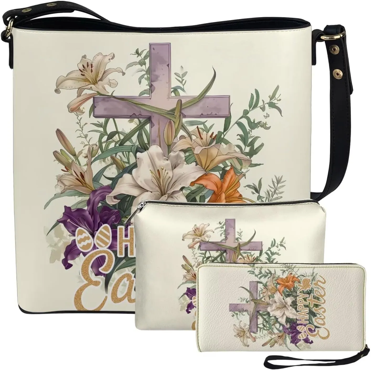 FOR U DESIGNS Easter's Day Bucket Bag Purses and Handbags Sets for Women Trendy Travel Shoulder Satchel Bag for Work