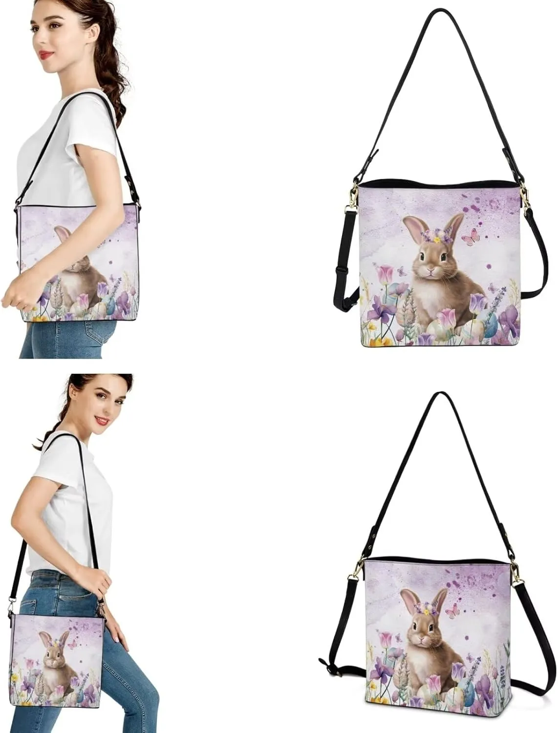 FOR U DESIGNS Easter's Day Bucket Bag Purses and Handbags Sets for Women Trendy Travel Shoulder Satchel Bag for Work