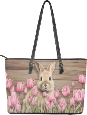 FOR U DESIGNS Leather Satchel Purses and Handbags for Women Easter Bunny Eggs Top Handle Tote Bag with Matching Wallet Sets