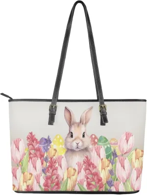 FOR U DESIGNS Leather Satchel Purses and Handbags for Women Easter Bunny Eggs Top Handle Tote Bag with Matching Wallet Sets