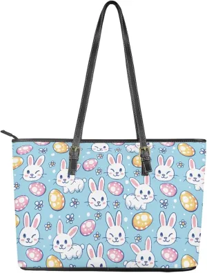 FOR U DESIGNS Leather Satchel Purses and Handbags for Women Easter Bunny Eggs Top Handle Tote Bag with Matching Wallet Sets