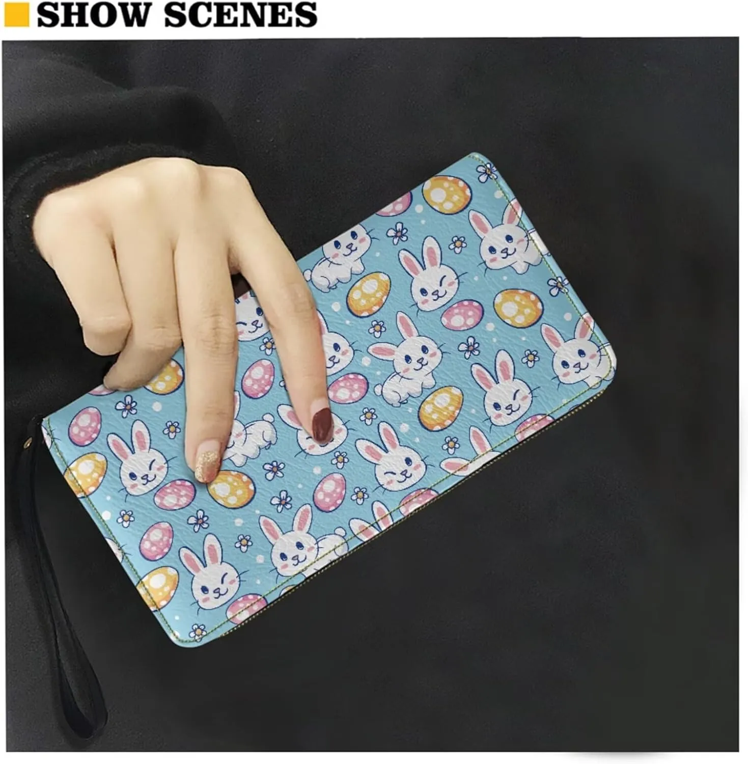 FOR U DESIGNS Leather Satchel Purses and Handbags for Women Easter Bunny Eggs Top Handle Tote Bag with Matching Wallet Sets