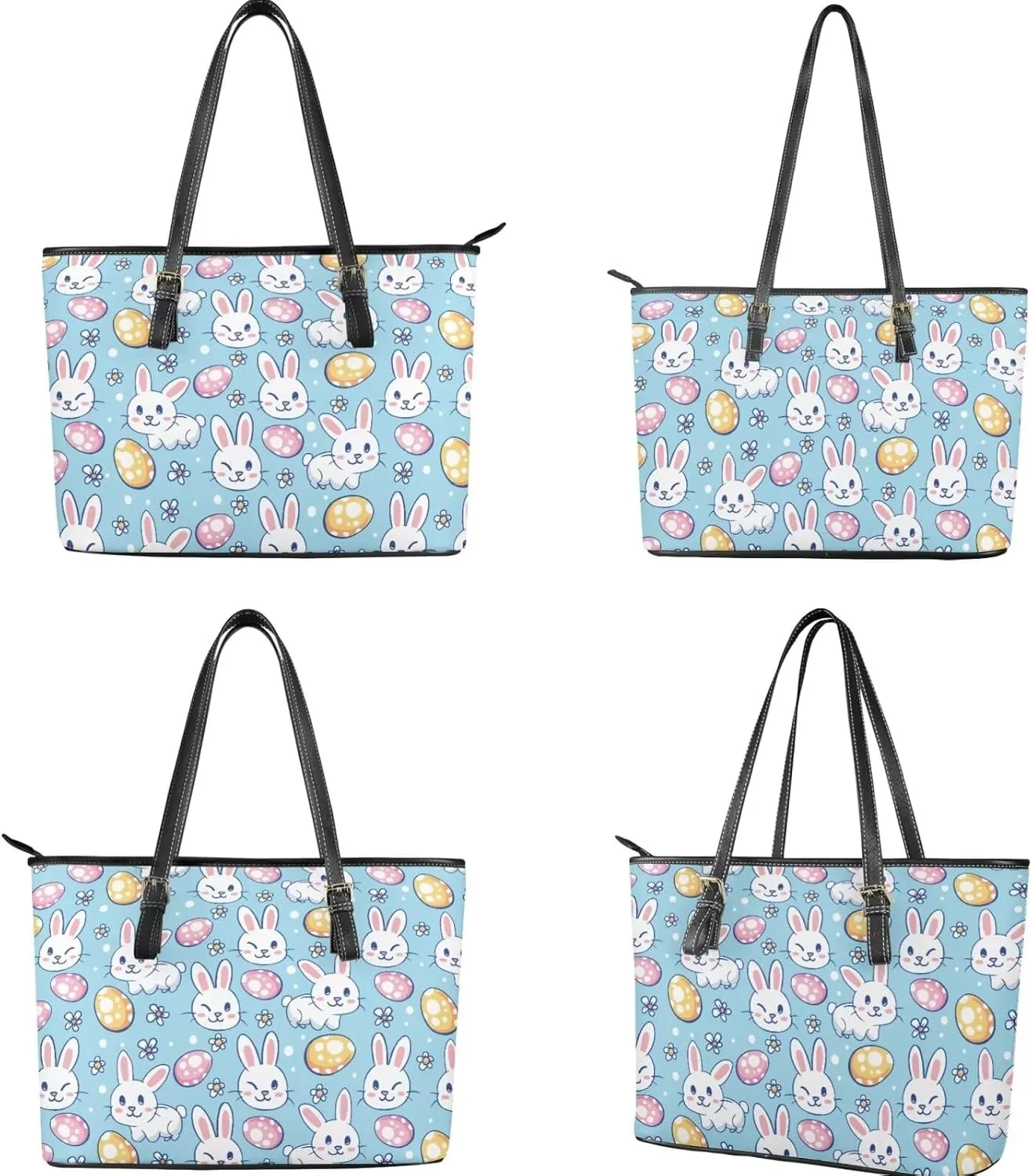FOR U DESIGNS Leather Satchel Purses and Handbags for Women Easter Bunny Eggs Top Handle Tote Bag with Matching Wallet Sets