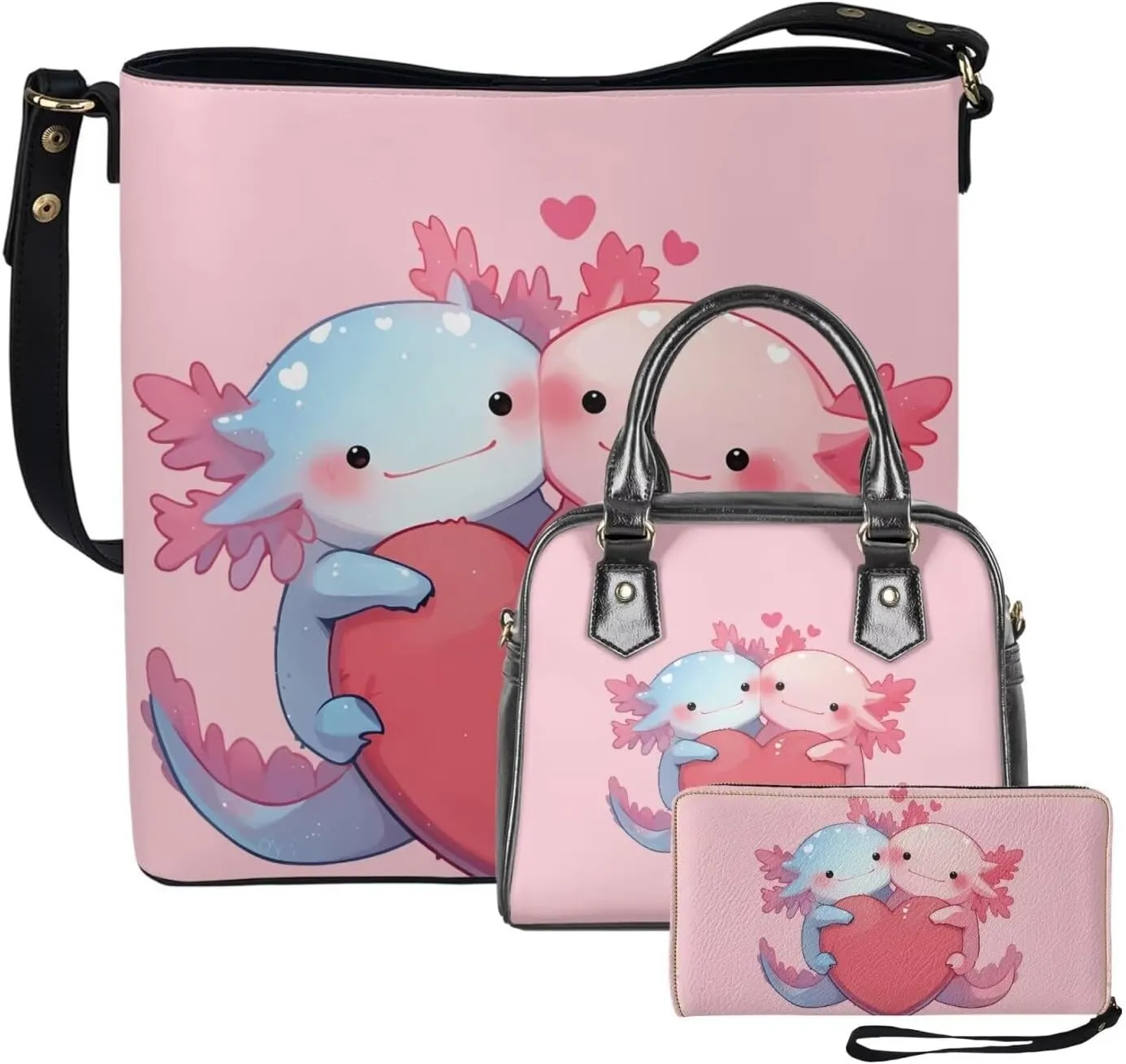 FOR U DESIGNS Leather Shoulder Tote Bags for Women for Work Travel Crossbody Bucket Bag Purses Cute Satchel Handbags Set