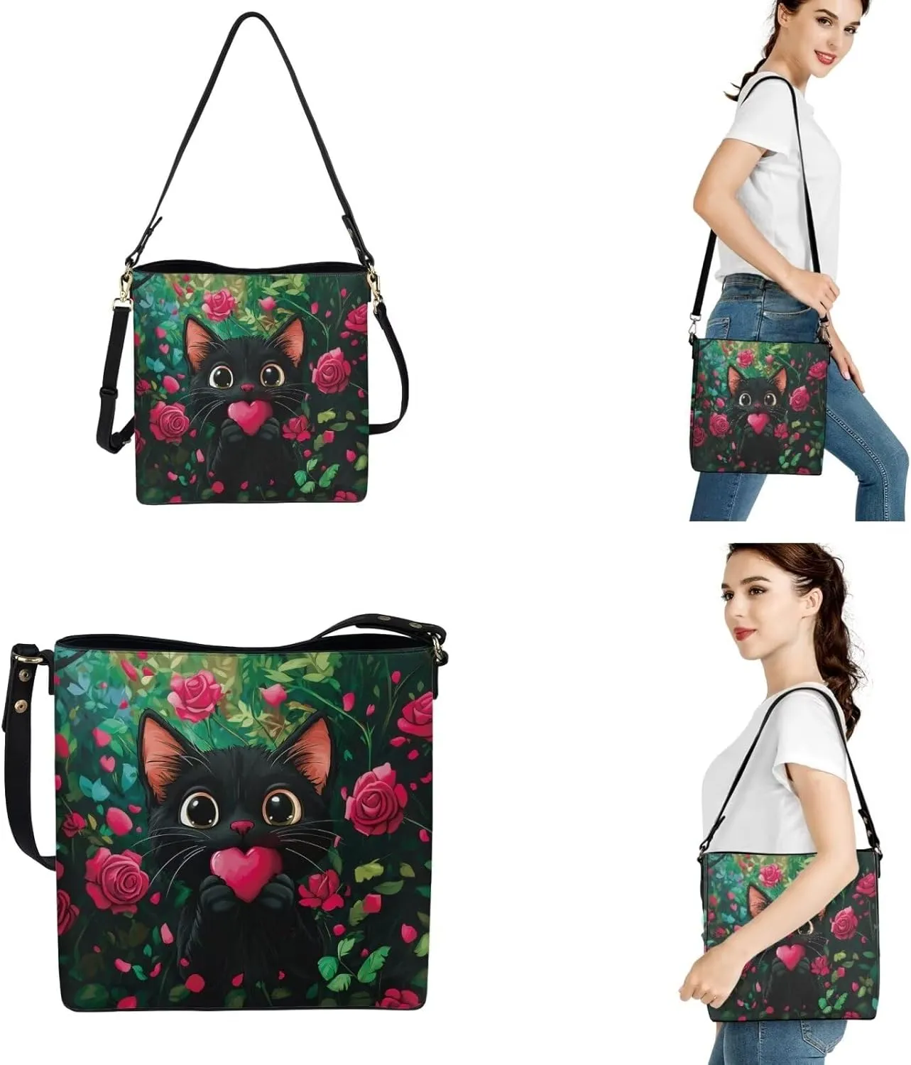 FOR U DESIGNS Leather Shoulder Tote Bags for Women for Work Travel Crossbody Bucket Bag Purses Cute Satchel Handbags Set