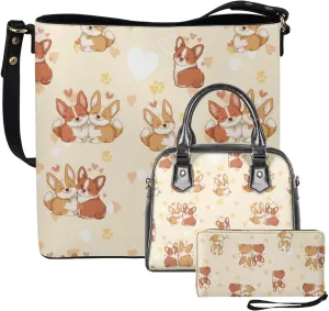 FOR U DESIGNS Leather Shoulder Tote Bags for Women for Work Travel Crossbody Bucket Bag Purses Cute Satchel Handbags Set