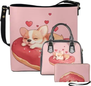 FOR U DESIGNS Leather Shoulder Tote Bags for Women for Work Travel Crossbody Bucket Bag Purses Cute Satchel Handbags Set