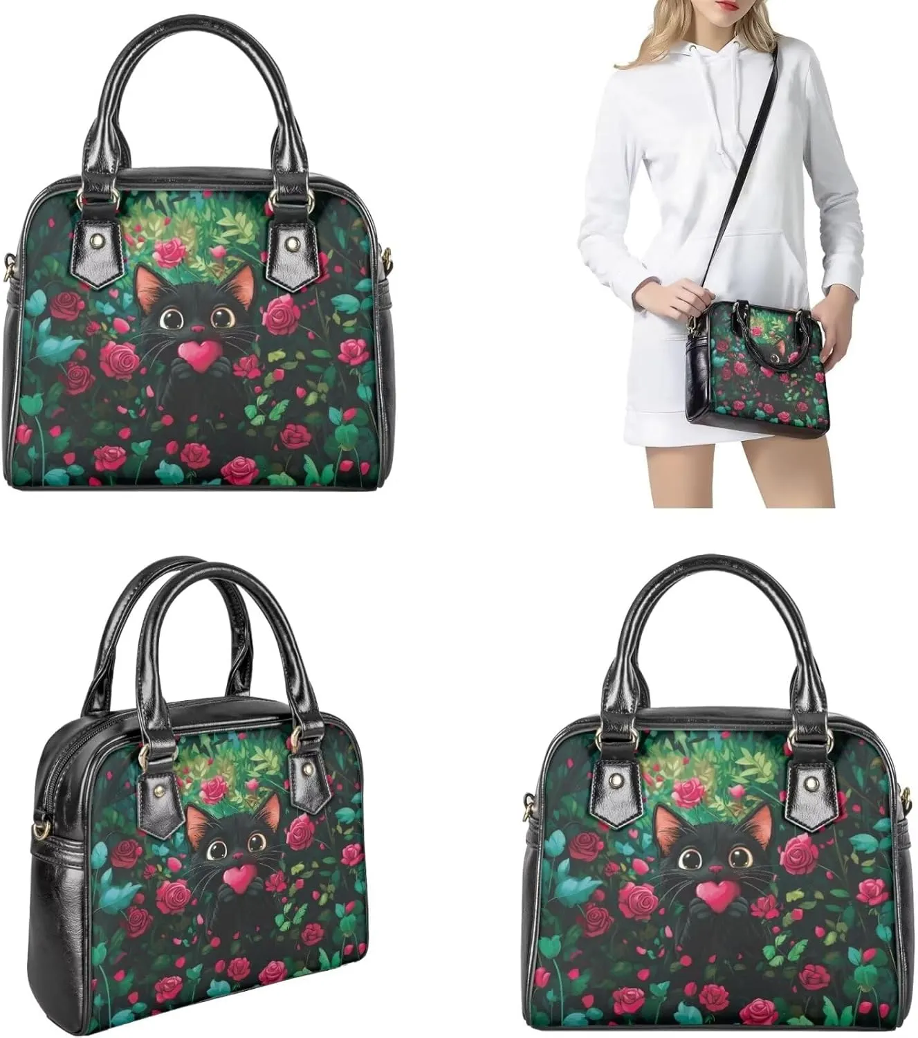 FOR U DESIGNS Leather Shoulder Tote Bags for Women for Work Travel Crossbody Bucket Bag Purses Cute Satchel Handbags Set