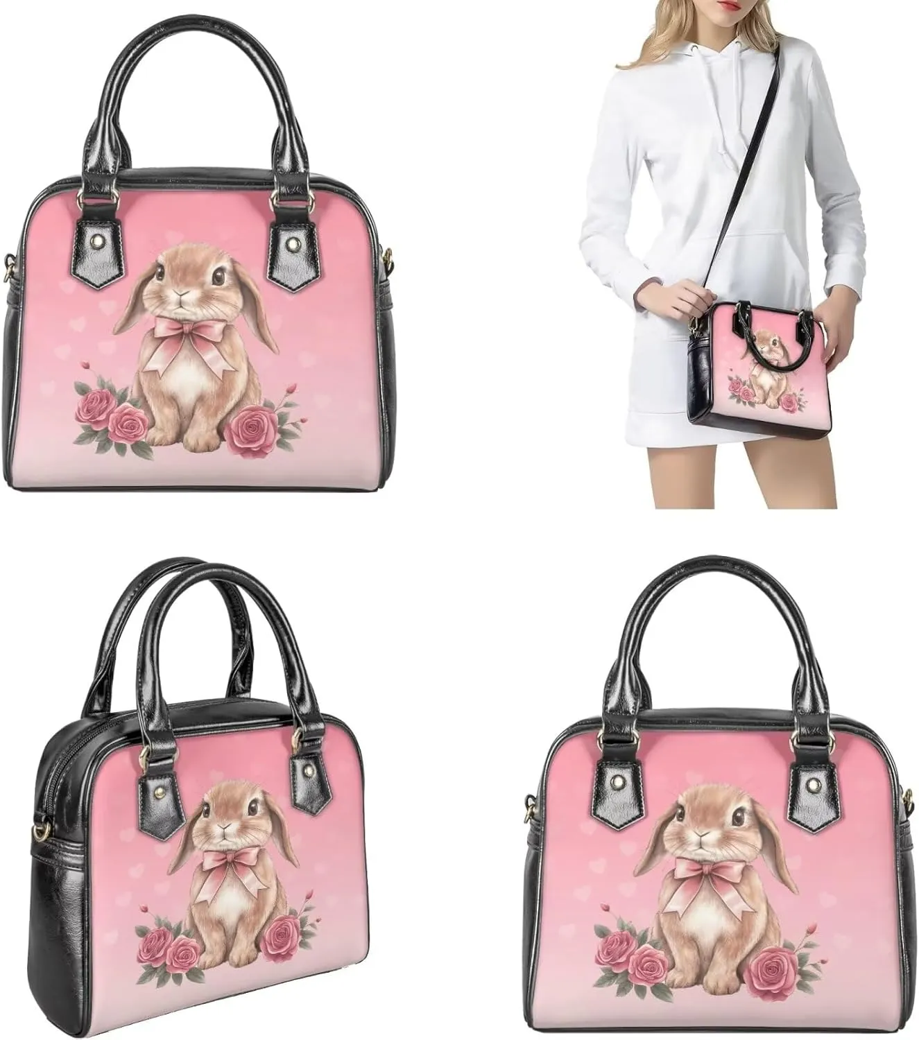 FOR U DESIGNS Leather Shoulder Tote Bags for Women for Work Travel Crossbody Bucket Bag Purses Cute Satchel Handbags Set