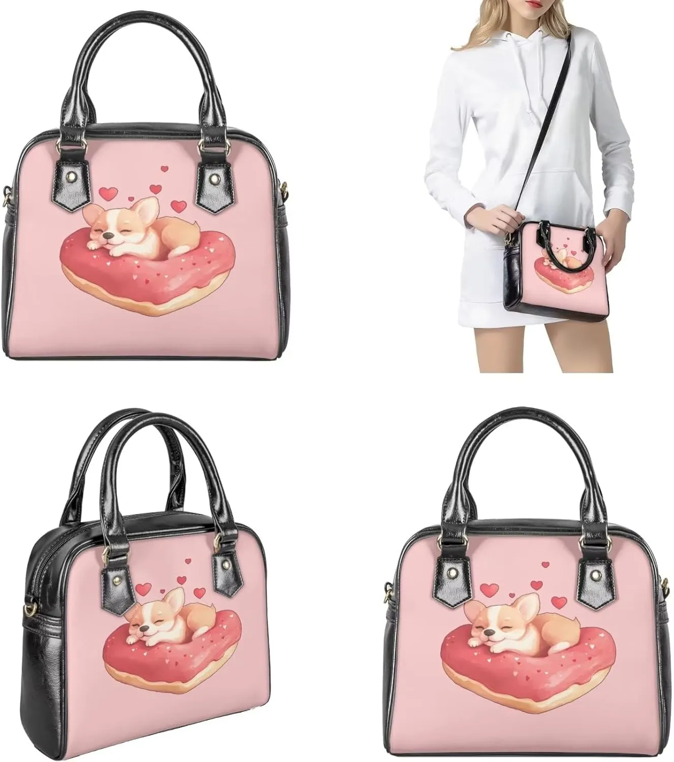 FOR U DESIGNS Leather Shoulder Tote Bags for Women for Work Travel Crossbody Bucket Bag Purses Cute Satchel Handbags Set