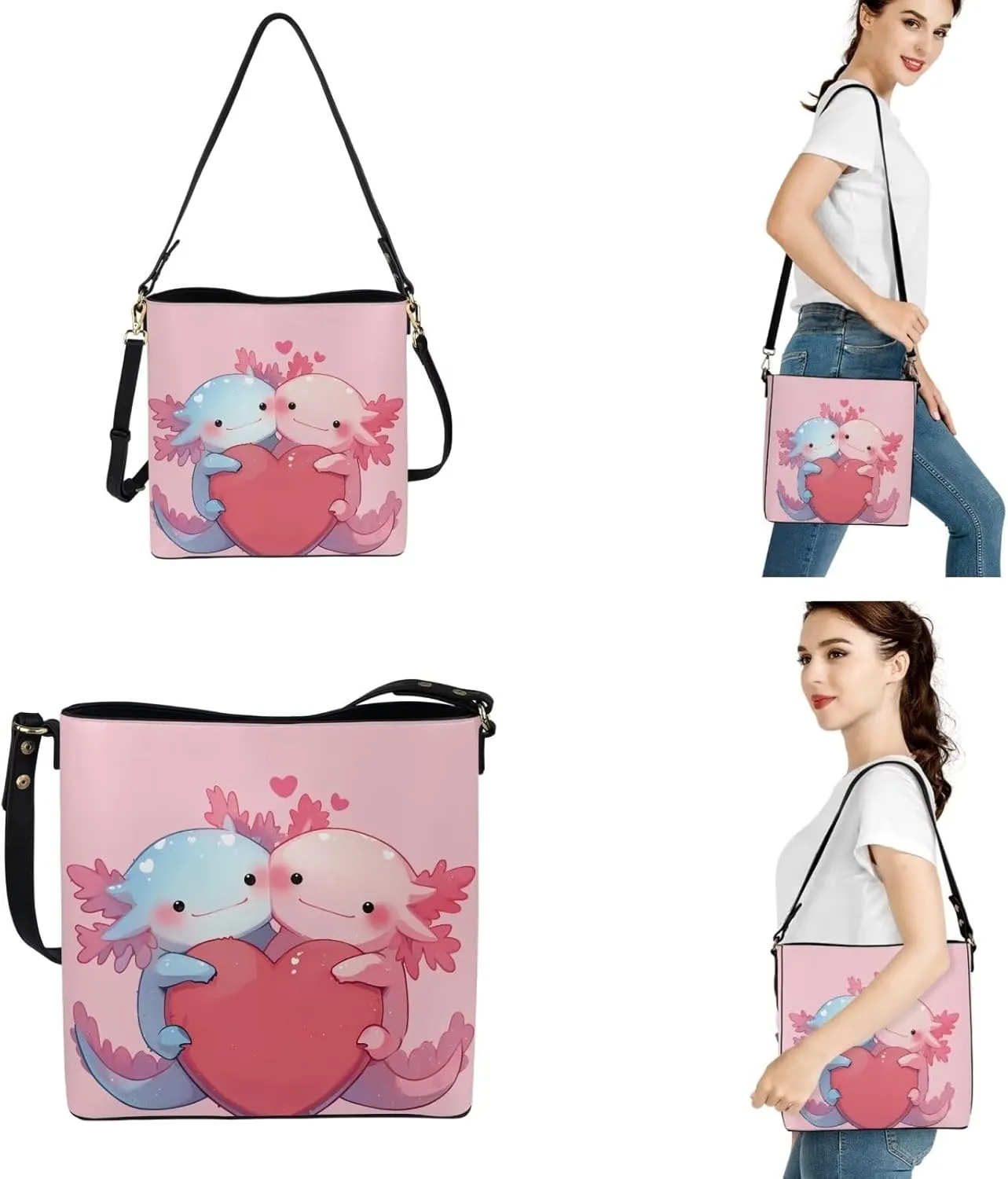 FOR U DESIGNS Leather Shoulder Tote Bags for Women for Work Travel Crossbody Bucket Bag Purses Cute Satchel Handbags Set
