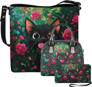 FOR U DESIGNS Leather Shoulder Tote Bags for Women for Work Travel Crossbody Bucket Bag Purses Cute Satchel Handbags Set
