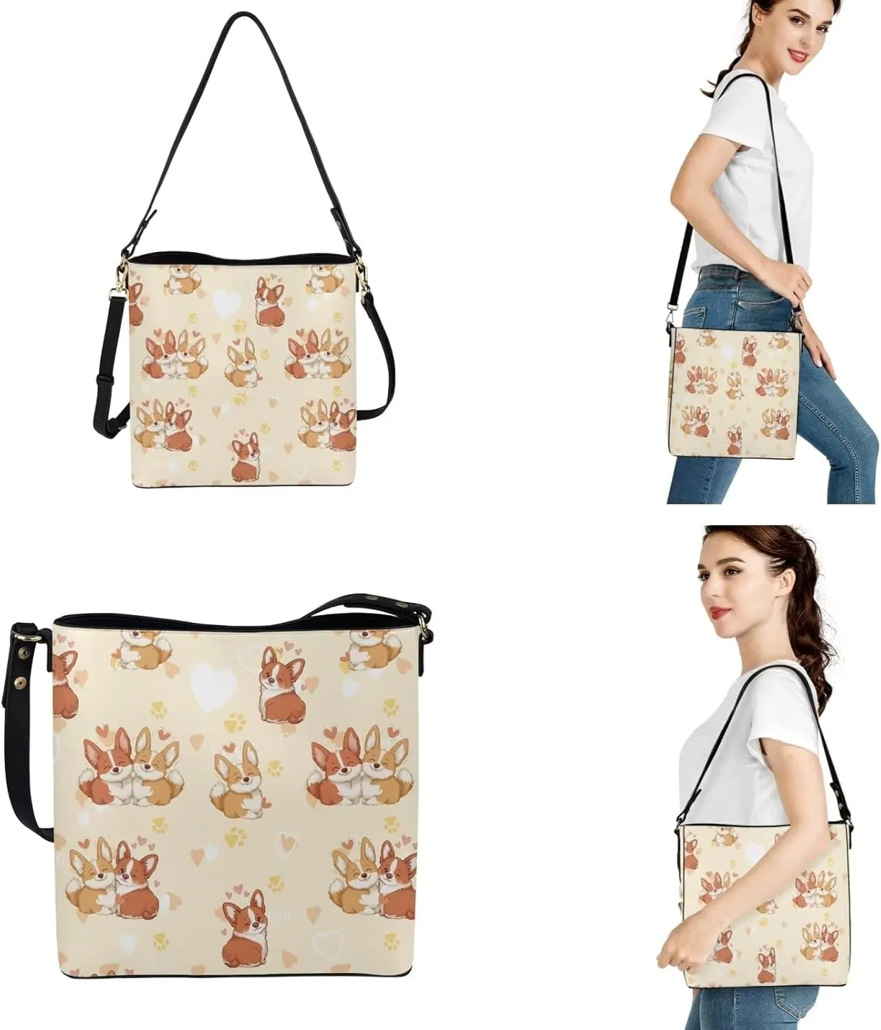 FOR U DESIGNS Leather Shoulder Tote Bags for Women for Work Travel Crossbody Bucket Bag Purses Cute Satchel Handbags Set