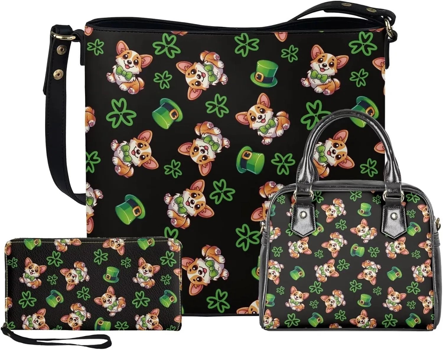 FOR U DESIGNS Purses and Handbags for Women St. Patrick's Day Tote Purse and Wallet Set Leather Crossbody Hobo Satchel Bags