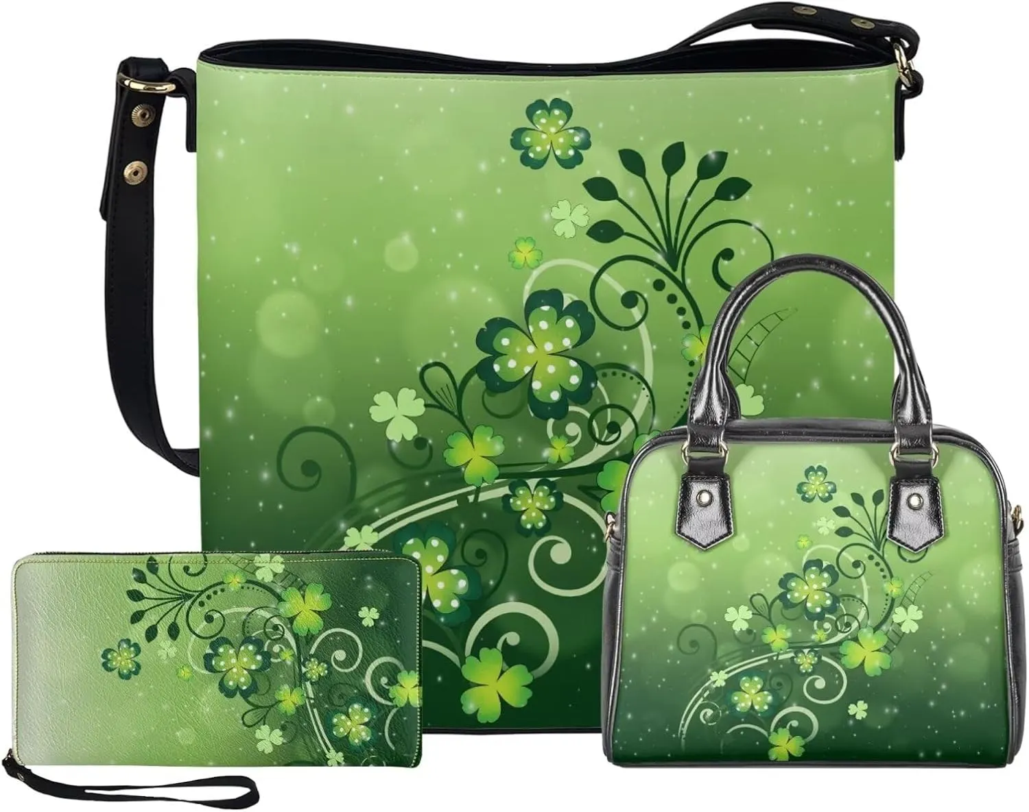 FOR U DESIGNS Purses and Handbags for Women St. Patrick's Day Tote Purse and Wallet Set Leather Crossbody Hobo Satchel Bags