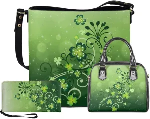 FOR U DESIGNS Purses and Handbags for Women St. Patrick's Day Tote Purse and Wallet Set Leather Crossbody Hobo Satchel Bags