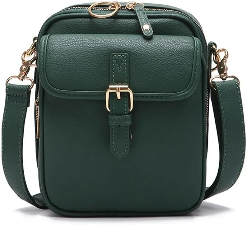 Forcipower Crossbody Leather Bag, Cross Body Leather Bags for Women, Retro Double-Layer Large Capacity
