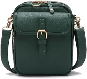 Forcipower Crossbody Leather Bag, Cross Body Leather Bags for Women, Retro Double-Layer Large Capacity