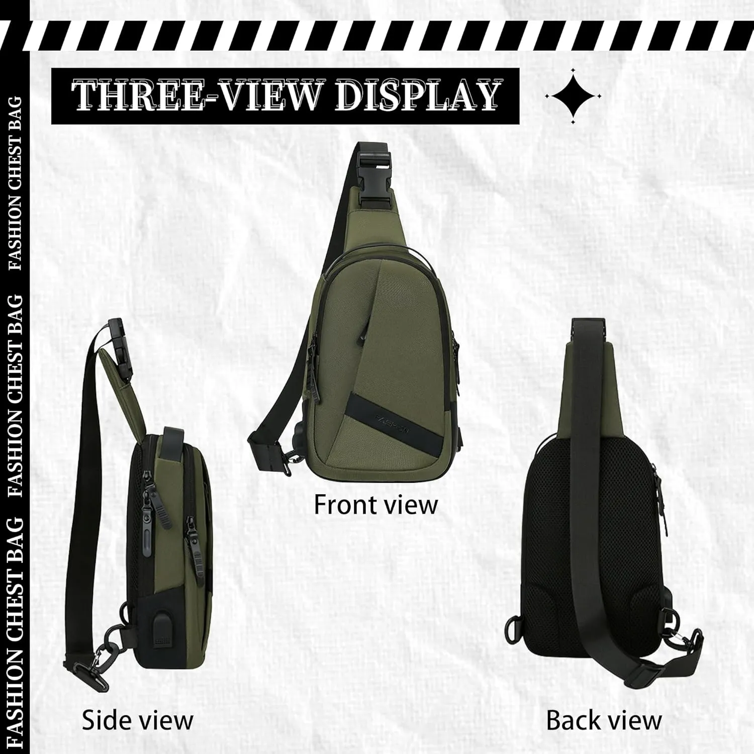 FSD.WG Crossbody Bag Men Chest Bag Sling Backpack Travel Bag Waterproof Durable Purse Large Capacity Wallet