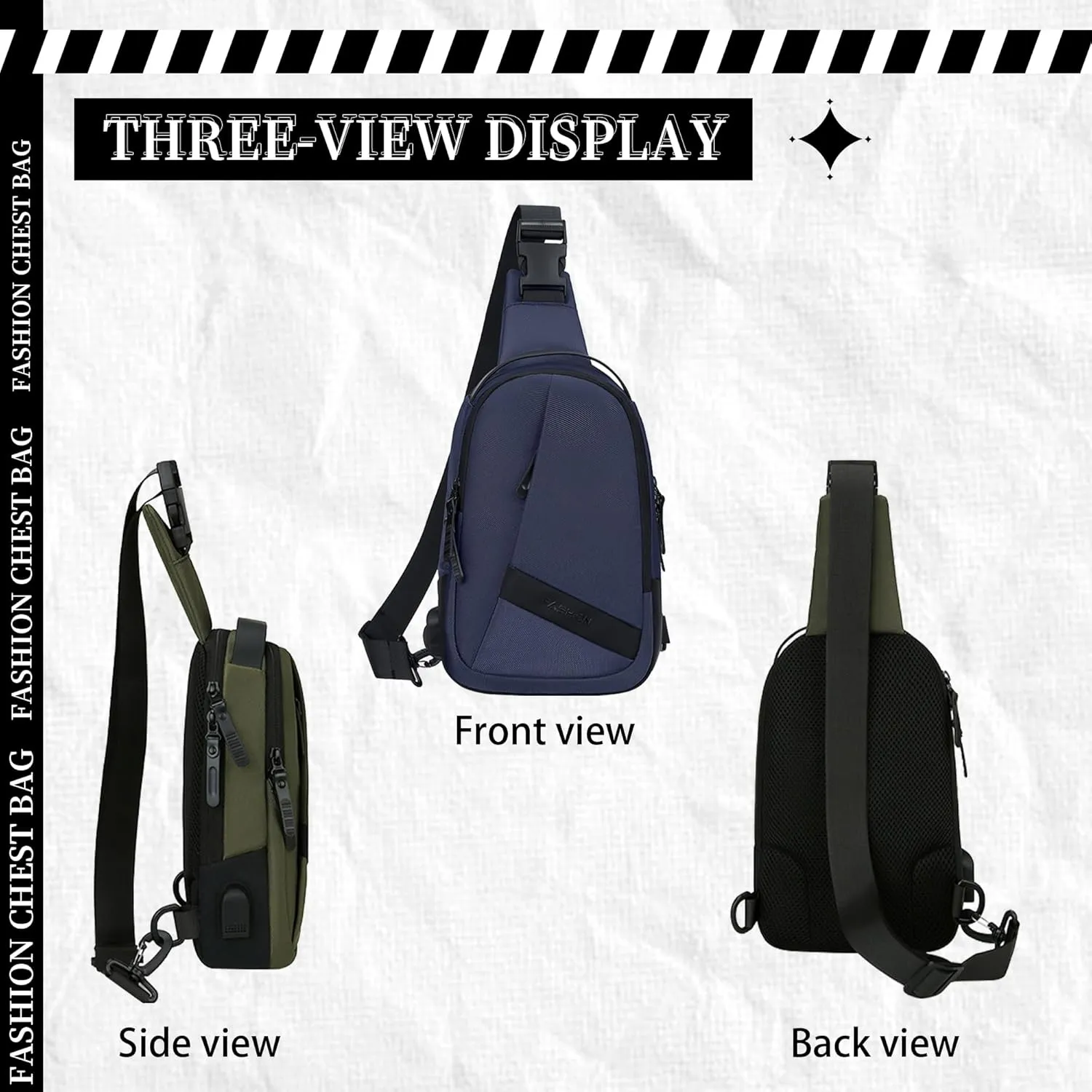 FSD.WG Crossbody Bag Men Chest Bag Sling Backpack Travel Bag Waterproof Durable Purse Large Capacity Wallet