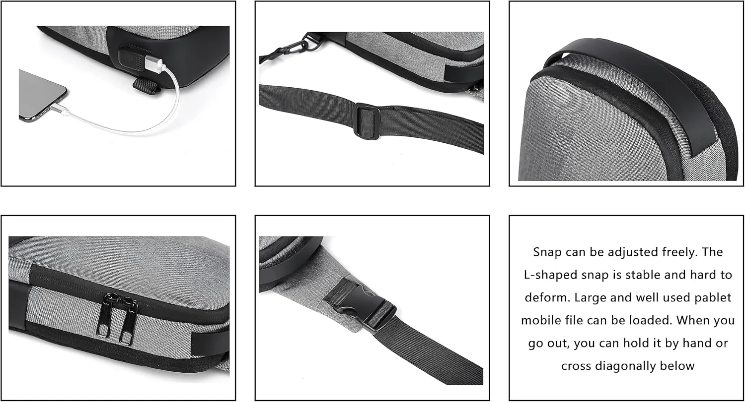 FSD.WG Crossbody Bag Men Chest Bag Sling Backpack Travel Bag Waterproof Durable Purse Large Capacity Wallet