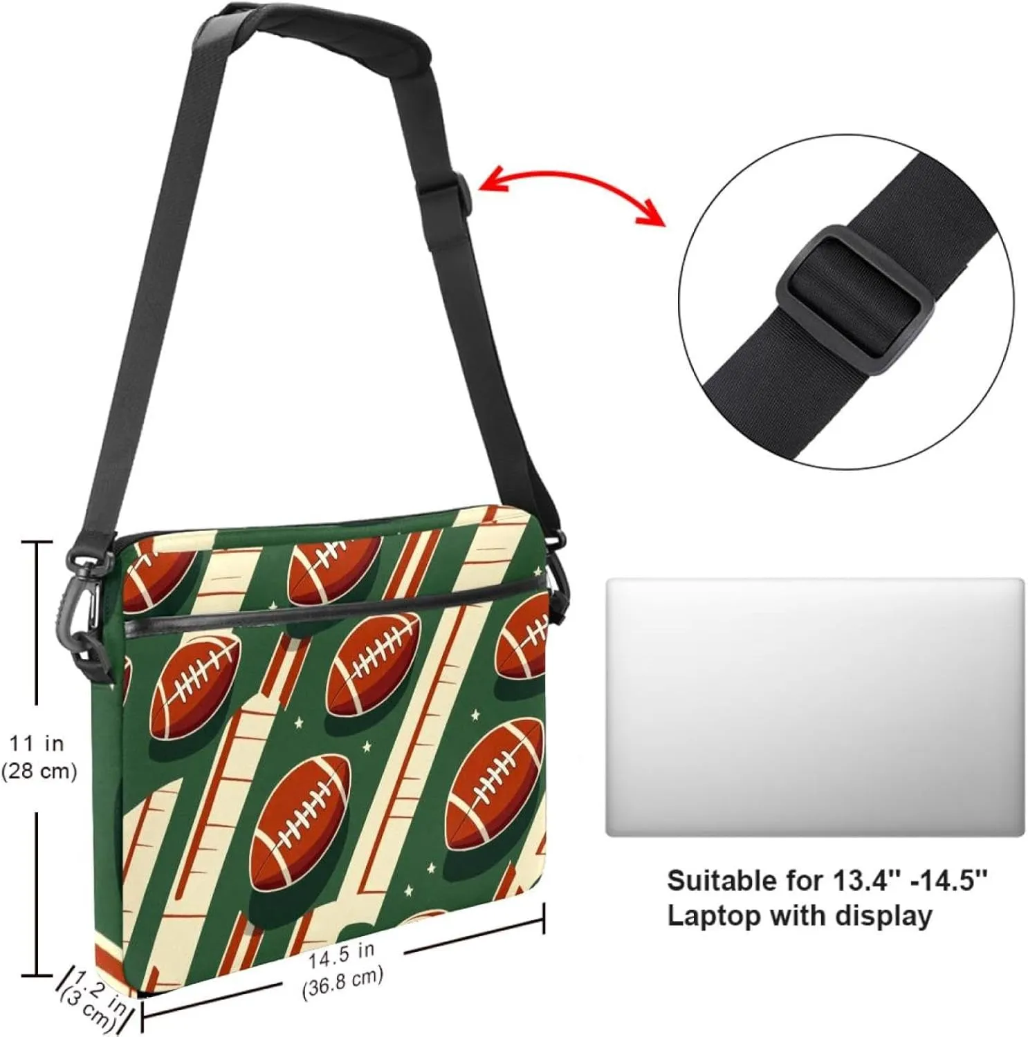 Fun Animal Green Gator Crocodile Laptop Bag Case Computer Sleeve Shoulder Messenger Bag for Work School