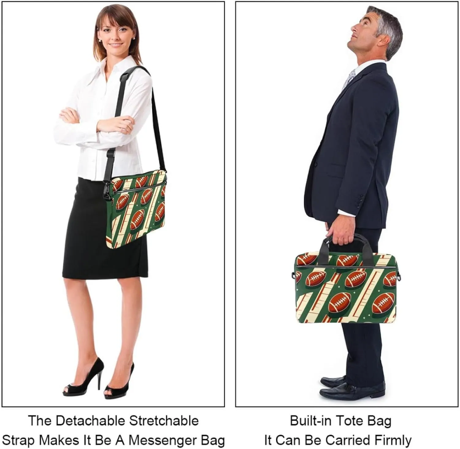 Fun Animal Green Gator Crocodile Laptop Bag Case Computer Sleeve Shoulder Messenger Bag for Work School