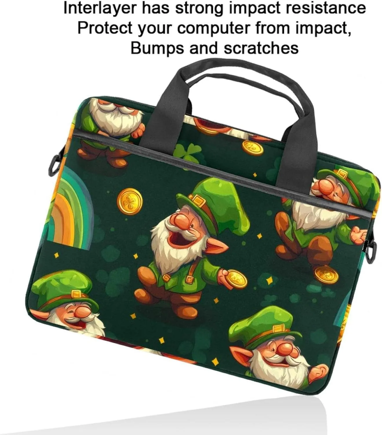 Fun Animal Green Gator Crocodile Laptop Bag Case Computer Sleeve Shoulder Messenger Bag for Work School