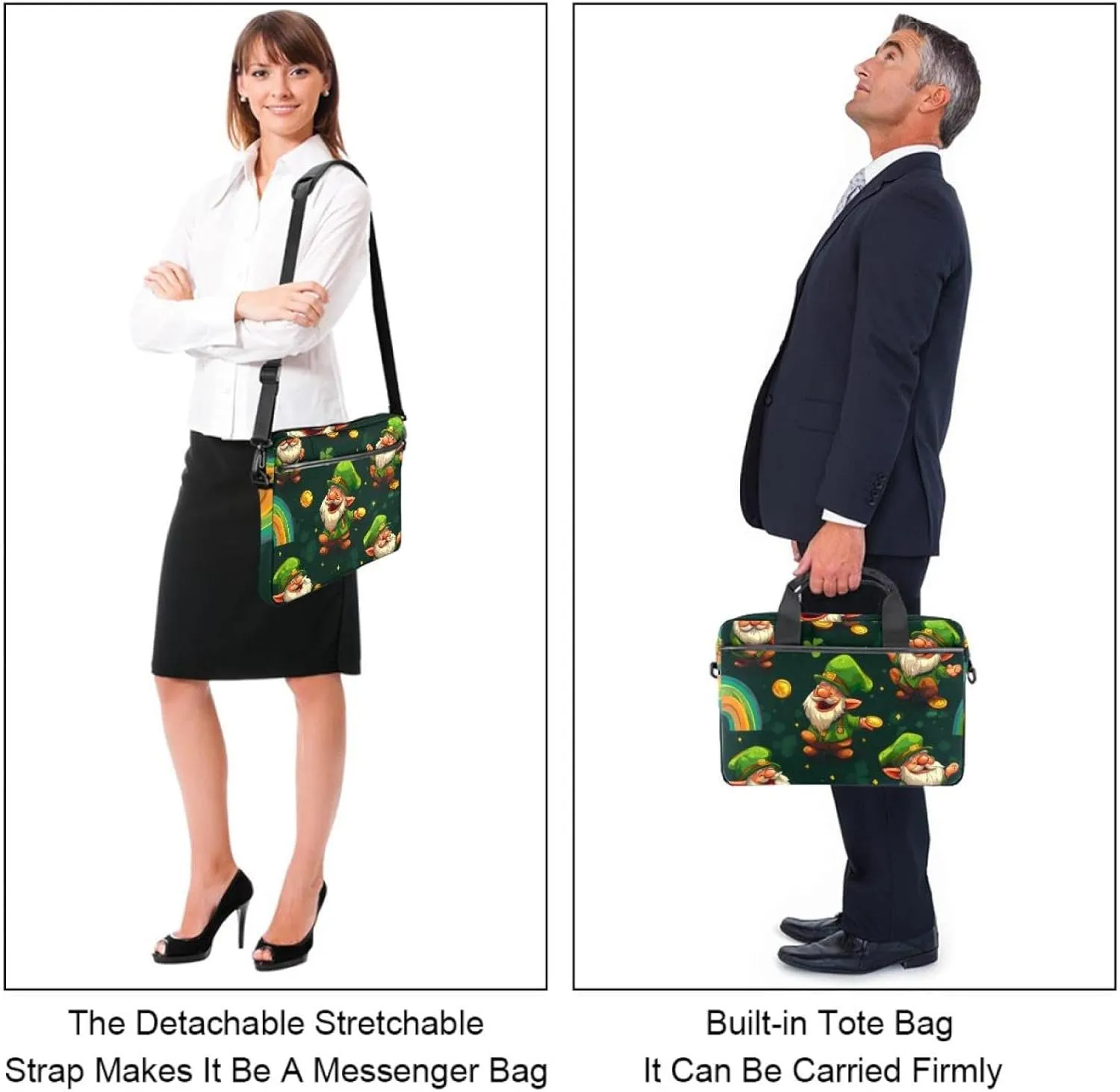 Fun Animal Green Gator Crocodile Laptop Bag Case Computer Sleeve Shoulder Messenger Bag for Work School