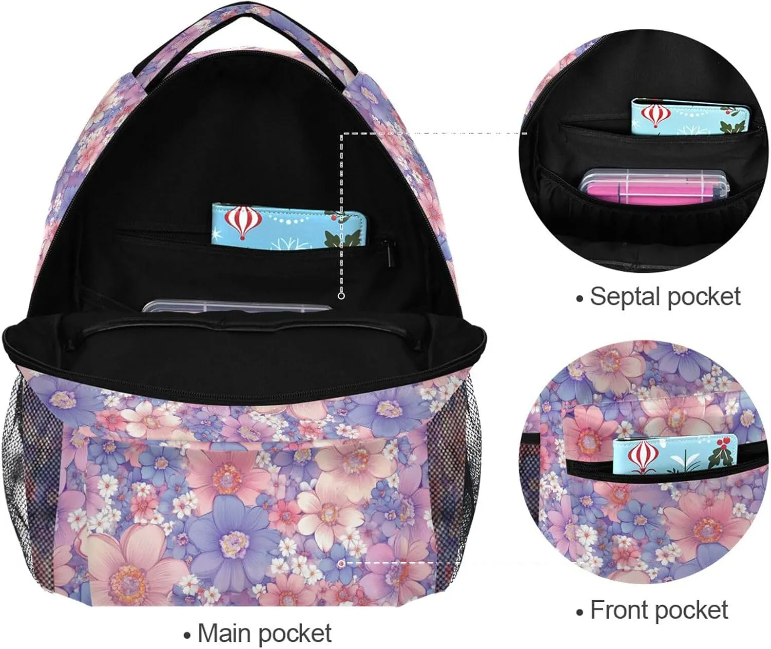 Fun Backpack for Men Women Fashion Stylish Travel Bags with Chest Strap for Travel Trip Parents' Day Beautiful Flowers