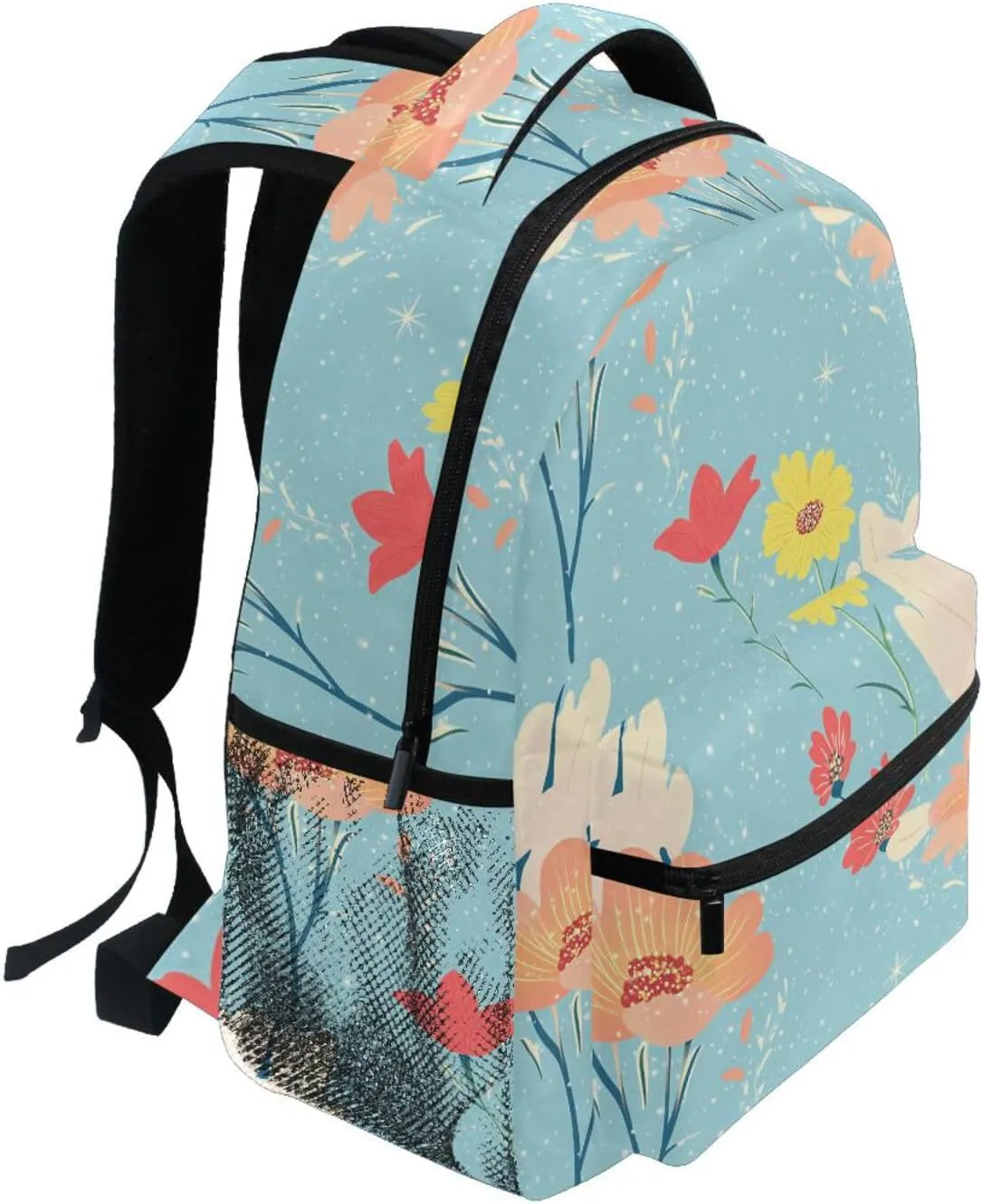 Fun Backpack for Teacher Nurse Fashion Diaper Bag Backpack with Chest Strap for Travel Trip Parents' Day Beautiful Flowers