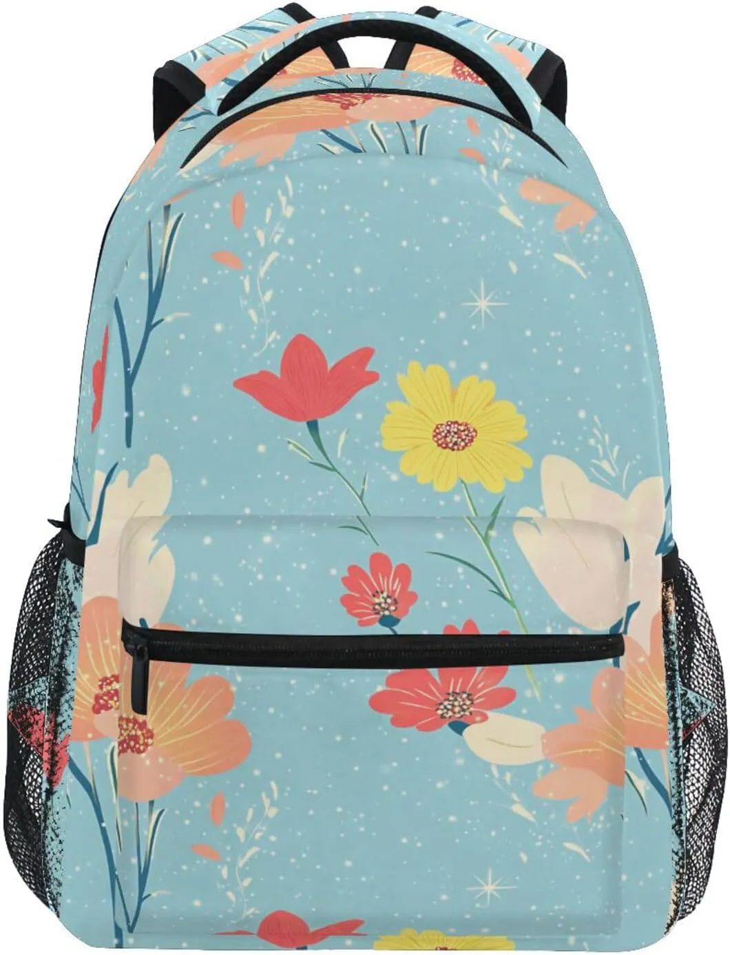 Fun Backpack for Teacher Nurse Fashion Diaper Bag Backpack with Chest Strap for Travel Trip Parents' Day Beautiful Flowers