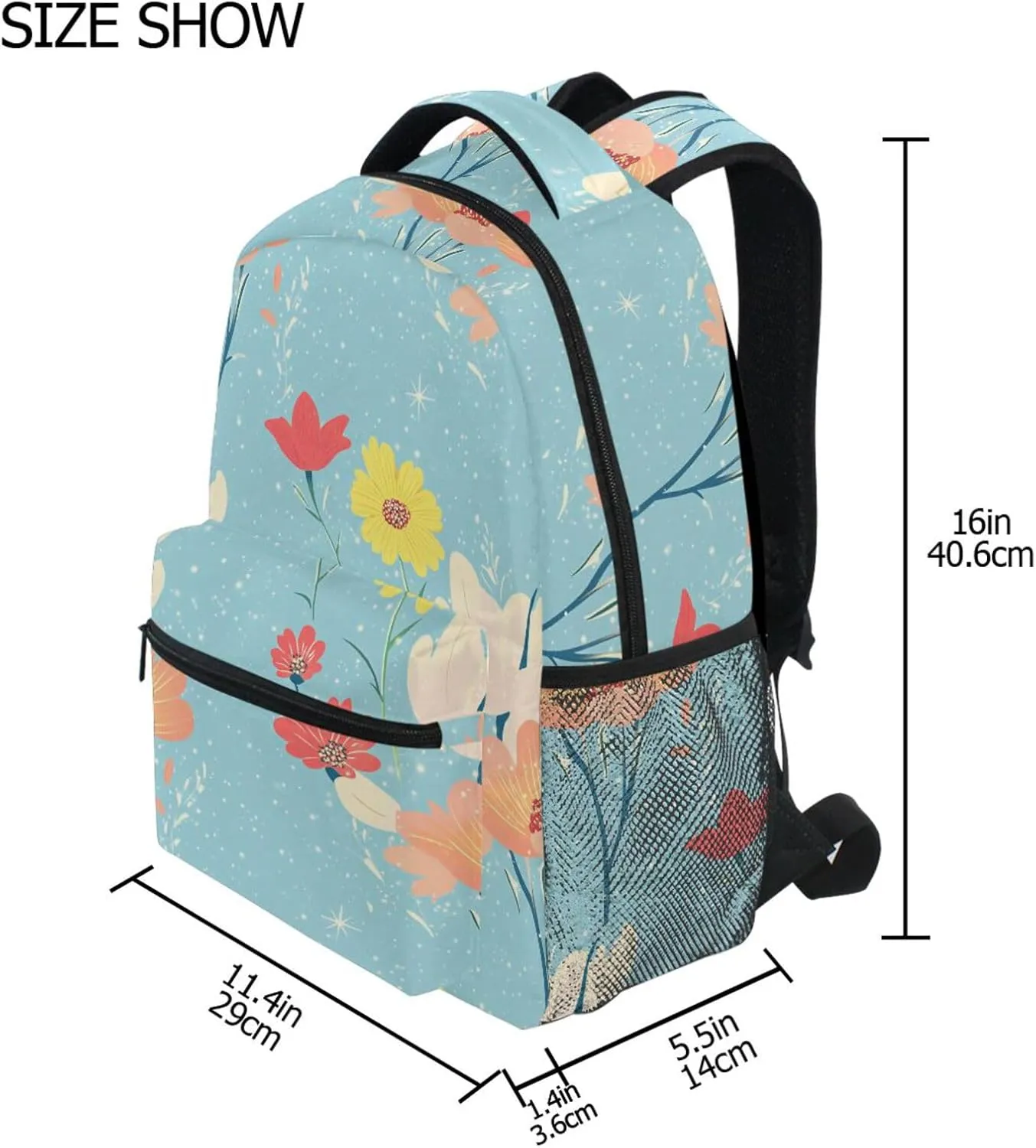 Fun Backpack for Teacher Nurse Fashion Diaper Bag Backpack with Chest Strap for Travel Trip Parents' Day Beautiful Flowers