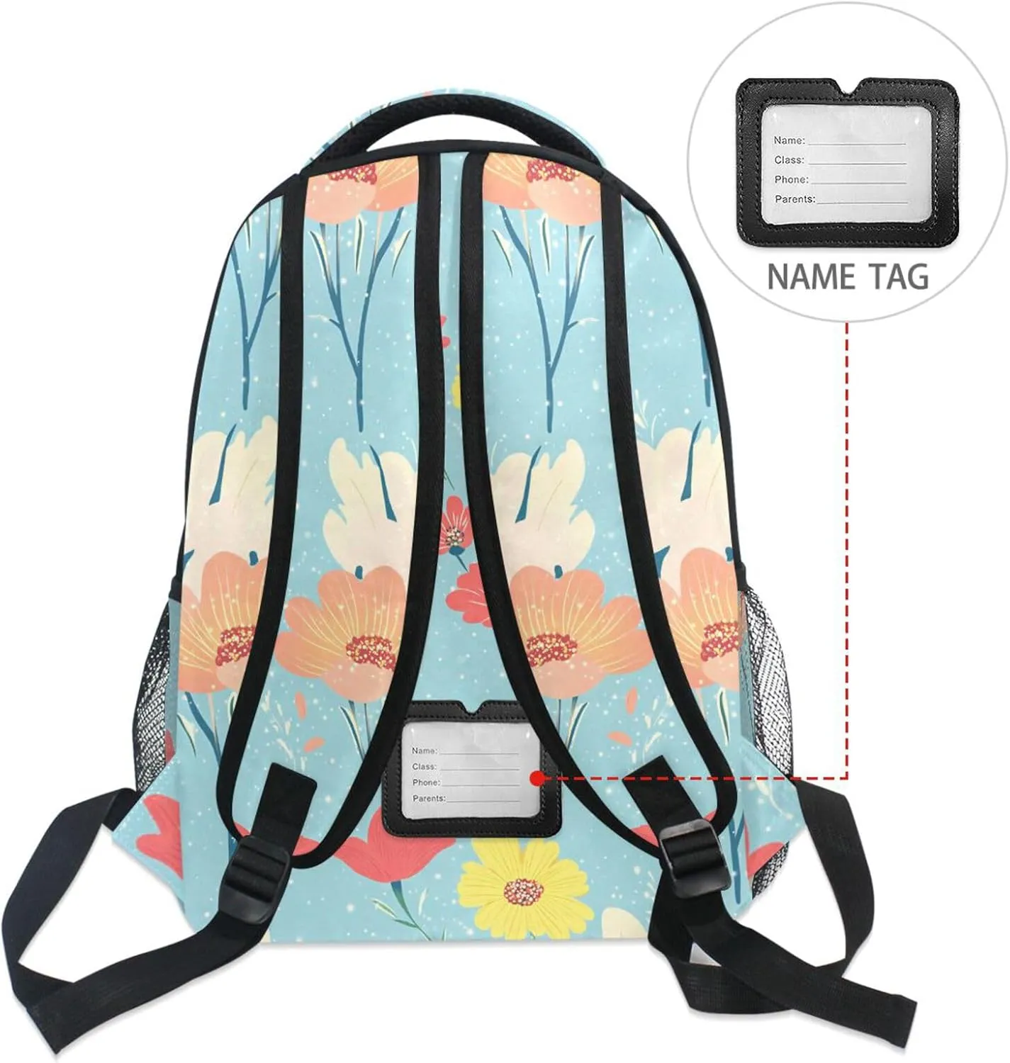 Fun Backpack for Teacher Nurse Fashion Diaper Bag Backpack with Chest Strap for Travel Trip Parents' Day Beautiful Flowers